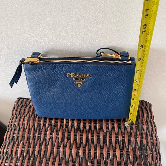 Prada Vitello Phenix Double Zip Crossbody Bag Baltico - Picture 2 of 11